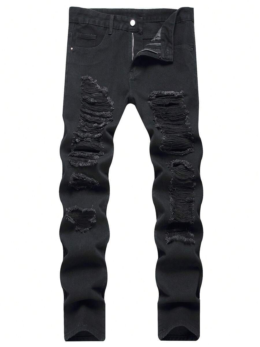 Quần Jean Denim Chân Thẳng Slim Fit Hợp Thời Trang Cho Nam - màu đen - Xem 1
