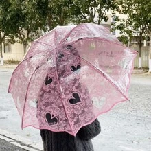 مظلة فقاعة شفافة بقبة قلب, تصميم خفيف قابل للطي، حماية من الرياح والمطر، تبريد صيفي، للشاطئ والسفر