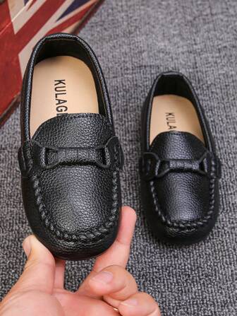 Britse stijl leren instappers met zachte bodem voor kinderen, casual herfstschoenen voor jongens