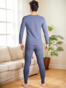 1 zestaw męskiej dzianinowej i jedwabnej bielizny termicznej, wygodny i bezszwowy, na jesień, zimę i wiosnę