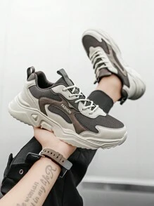 男士字母图案拼接轻便舒适登山鞋，时尚运动休闲运动鞋 - 米粽 - 查看 6