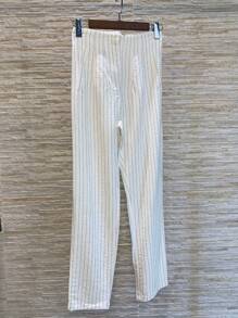 WOMEN'S STRIPE TAILOR TROUSERS - 白色 - 查看 1