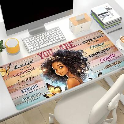 Tấm lót chuột hoạt hình dễ thương, nghệ thuật, thẩm mỹ, cỡ lớn, dành cho game thủ, văn phòng, bàn phím, chống trượt, làm bằng cao su tự nhiên, kích thước 35.4x15.7 inch, quà tặng lễ hội cho bạn bè, phụ kiện bàn làm việc, đồ dùng văn phòng, tấm lót chuột, tấm lót chuột cho bàn làm việc