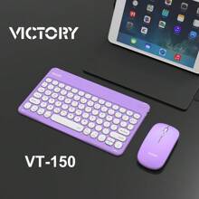 VT-150 Bluetooth Keyboard And Mouse Kit Ultra-Thin Elegant Design Compact Compatible Cell Phone Tablet PC Notebook Rechargeable - Lilac Purple - View 1