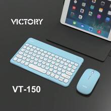 VT-150 Bluetooth Keyboard And Mouse Kit Ultra-Thin Elegant Design Compact Compatible Cell Phone Tablet PC Notebook Rechargeable - Baby Blue - View 1