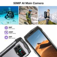DOOGEE Smini Mini Rugged Smartphone 2024, 4.5"QHD+Display, Android 13 Smartphone, 256GB ROM/2TB TF Rugged Phone Unlocked, 50MP AI Camera, 3000mAh, IP68 Waterproof Cell Phone, Fingerprint/Face Unlock, OTG/NFC - Silver - View 4