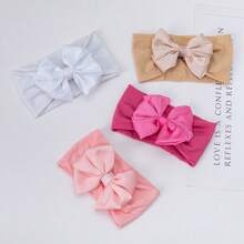 Girls' Satin Bow Nylon Headband, Solid Bright Color Soft Elastic Hair Accessories For Kids Spring Summer - Multicolor - View 6