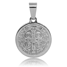 Saint Benedict Medal Pendant In Anti-Allergic Stainless Steel - 銀色 - 查看 3