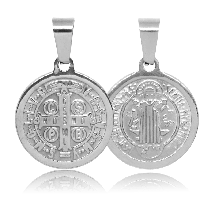 Saint Benedict Medal Pendant In Anti-Allergic Stainless Steel - 銀色 - 查看 1