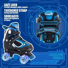 Roller Skates For Boys Girls, 4 Sizes Adjustable Quad Skates For Kids With All Light Up Wheels, Full Protection For Toddler's Indoor And Outdoor Sports - Blue - View 3