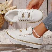 Comfortable Women's Low Top  Single Shoe - Stylish Round Toe Flat Bottom Anti-Slip  For Everyday Wear - 白色 - 查看 4