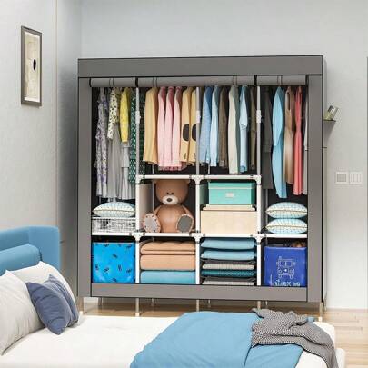 Un 170 * 170 Estilo familiar portátil Closet, de gran capacidad, tejido de almacenamiento doméstico, adecuado para dormitorios, baby room, etc.