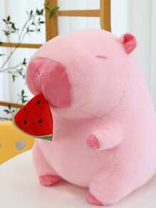 1 pieza Muñeco de peluche de capibara de verano comiendo sandía, muñeco de peluche, regalo de cumpleaños de vacaciones - Rosa - Ver 3