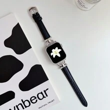 1pc Decorative Fashionable Elegant Thin Leather Watch Band, Compatible With Apple Watch Series, Women's Version, Gold, Silver, Halloween Black Pendant, Slim Sports Style, Size 38mm, 40mm, 41mm, 42mm, 44mm, 45mm, 46mm, 49mm, Compatible With Apple Watch Ultra/Series 10/9/8/7/6/5/4/3/2/1 SE - Black - View 6