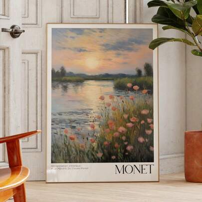 Claude Monet Poster - Mid Century Modern Wall Art For Aesthetic Room Decor | Monet Print As Best Friend Gift | Monet Exhibition Poster | Set Of 1 | Canvas Posters | Canvas Wall Decor For Home, Living Room, Bed Room, Kitchen ,Bathroom Gifts Birthday Graduation