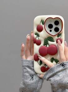 苹果可爱 3D 樱桃形硅胶手机壳适用于 13/13 Pro/13 Pro Max、 14 Pro Max、 14 Pro、 14、 11、 12、 15 Pro Max、 15 Pro、 15、新款柔软卡通保护套防水防震防摔防刮 - 彩色 - 查看 3
