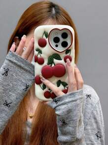 苹果可爱 3D 樱桃形硅胶手机壳适用于 13/13 Pro/13 Pro Max、 14 Pro Max、 14 Pro、 14、 11、 12、 15 Pro Max、 15 Pro、 15、新款柔软卡通保护套防水防震防摔防刮 - 彩色 - 查看 2