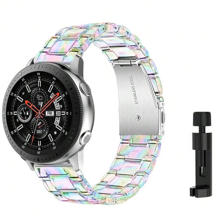1pc Unisex Colorful Transparent Resin Ultra-Light Watch Band Strap Compatible With Samsung Galaxy S2 S3 Classic/Watch 3 45MM 41MM, Galaxy GT 2 42 46mm, Bip/Active 2 40mm 44mm, Quick Release For Watch 5/4/3/Gear S3/Watch 4/3/GT2-3 Pro Sport, Compatible With Amazfit GTR 4/GTS 20mm 22mm Smartwatch Accessories