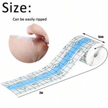 Transparent Waterproof Bandage With PU Material Grid Pattern With Blue Stripes Suitable For Swimming Showering And Tattoo Protection(5cm*2m )