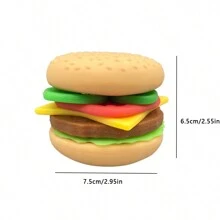 1pc Simulated Hamburger DIY Stress Relief TPR Squeeze Toy Playset - Multicolor - View 2