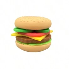 1pc Simulated Hamburger DIY Stress Relief TPR Squeeze Toy Playset - Multicolor - View 1