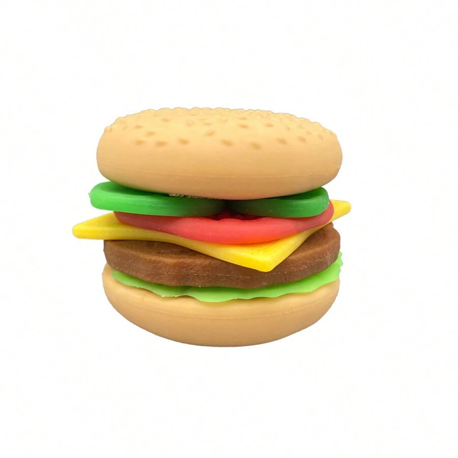 1pc Simulated Hamburger DIY Stress Relief TPR Squeeze Toy Playset - Multicolor - View 1