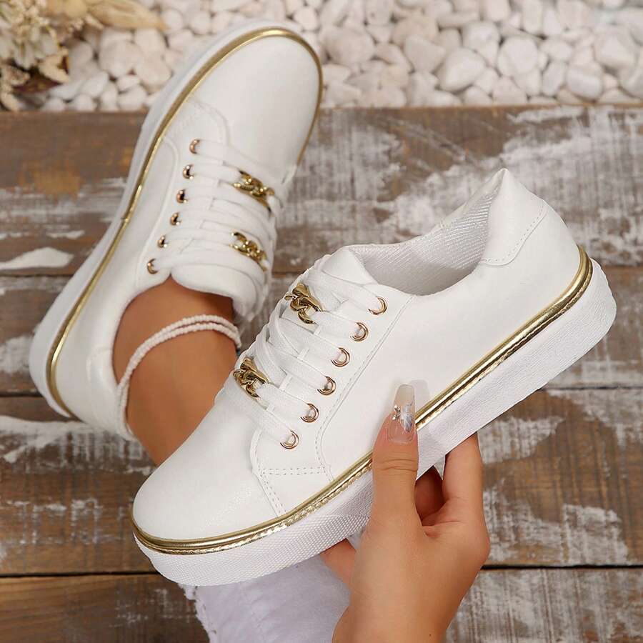 Comfortable Women's Low Top Single Shoe - Stylish Round Toe Flat Bottom Anti-Slip For Everyday Wear - 白色 - 查看 1