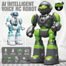 RC Robot Toys For Kids Ages 3 4 5-7 Year Old Magic Voice Record Function, Remote Control Robots Toy For Boys And Girls Programmable Music Dance Interactive Warrior Robo Birthday Gift For Toddler - [Green ] RC Warrior with Voice Record - View 2