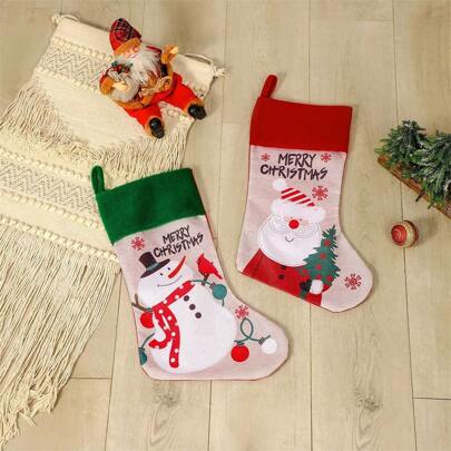 1pc New Christmas Decoration Santa Claus Snowman Xmas Stocking Home Decor Gift Bag,Home Decor ,Room Decor,Wall Decor Christmas Decorations