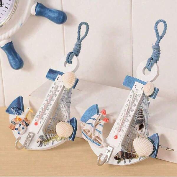 1/2pcs- Wooden Boat Anchor Wall Decoration, Mediterranean Style Decoration, Home Decoration, Ocean Style, Room Decoration Hanging