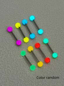8pcs/Set Candy Color Acrylic Glow In Dark Tongue Ring Body Jewelry For Women (Random Color) - Multicolor - View 1