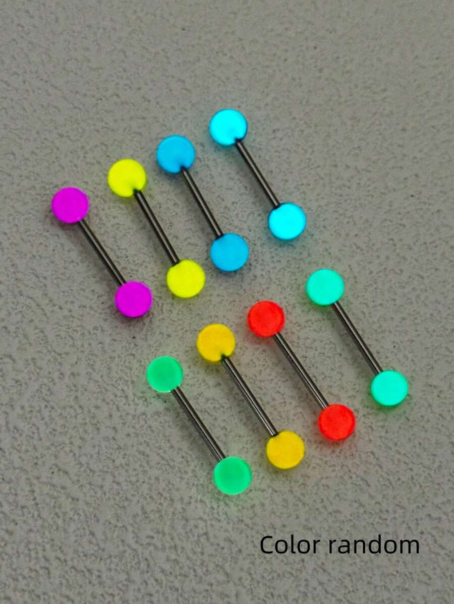 8pcs/Set Candy Color Acrylic Glow In Dark Tongue Ring Body Jewelry For Women (Random Color) - Multicolor - View 1