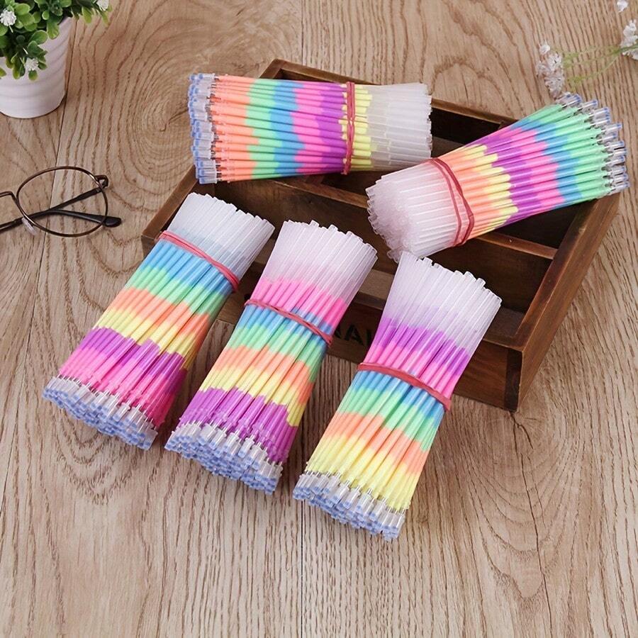 10pcs/Pack Assorted Back To School Supplies Creative Stationery Ballpoint Pen Refills, Colorful Drawing Pen Refills - Multicolor - View 1