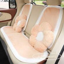 1pc Girly Pink Plush Car Seat Cushion, Warm Anti-Slip Comfortable Auto Seat Protector, Also Usable As Chair Pad
