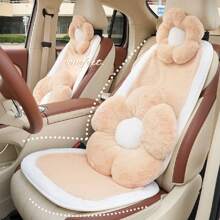 1pc Girly Pink Plush Car Seat Cushion, Warm Anti-Slip Comfortable Auto Seat Protector, Also Usable As Chair Pad