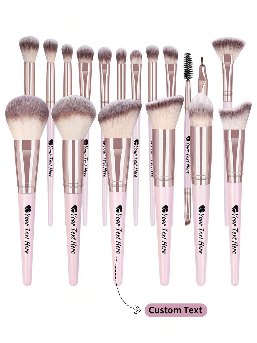 Bộ cọ trang điểm mềm 18 chiếc tùy chỉnh - hồng - Xem 1