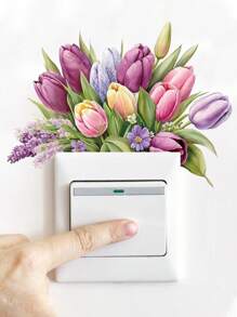 1 miếng dán công tắc đèn họa tiết hoa, đồ trang trí tường tự dính cho lối vào phòng khách, thích hợp cho trang trí tiệc cưới ngày lễ tình nhân, nhãn dán, decal dán tường, decal vinyl để trang trí nhà cửa, vật dụng trang trí mùa xuân làm mới ngôi nhà của bạn, nhãn dán trang trí Rama quà tặng sinh nhật tốt nghiệp - Nhiều màu - Xem 7