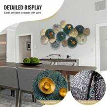 Large Metal Wall Decor For Living Room,3d Lotus Leaf Metal Wall Art,Modern Luxury Wall Sculpture For Bedroom Dining Room Kichten - 綠色 - 查看 7