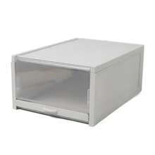 3Pcs Stackable Shoe Box Push Drawer Storage Organizer Shoe Box Clear Cover Gray