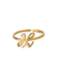 1 Stück Edelstahl Anfangsbuchstabe Buchstaben Ring für Frauen, goldfarbener modischer A-Z Buchstaben Fingerring, ästhetisches Hochzeitsschmuckgeschenk für Frauen