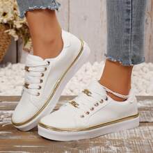 Comfortable Women's Low Top  Single Shoe - Stylish Round Toe Flat Bottom Anti-Slip  For Everyday Wear - 白色 - 查看 5