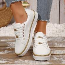 Comfortable Women's Low Top  Single Shoe - Stylish Round Toe Flat Bottom Anti-Slip  For Everyday Wear - 白色 - 查看 6