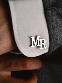 Cufflinks For Men, Personalized Cufflinks With Two Letters, For Men's Suits, Shirts, Business Cufflinks, 1pair - Silver - View 9