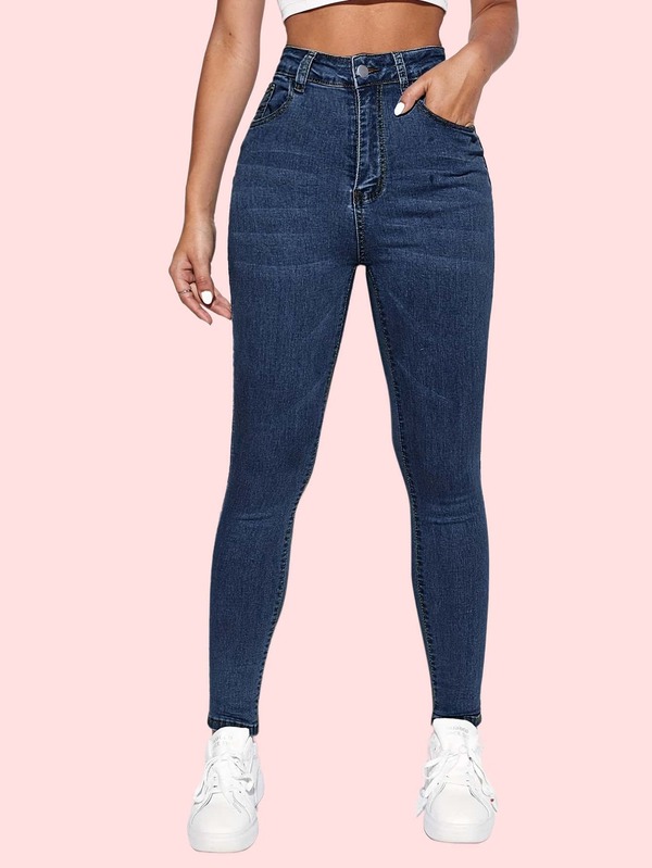 Jeans de bolsillo tipo carga ajustados de uso diario casual para mujeres