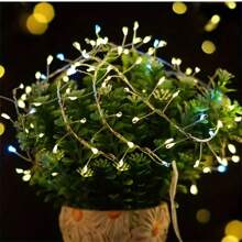 1 件 3M100LED/6M200LED/9M300LED/12M400LED USB 带遥控器爆竹灯串，适用于卧室、客厅、花园、生日派对、婚礼、节日装饰 - 黃色 - 查看 9