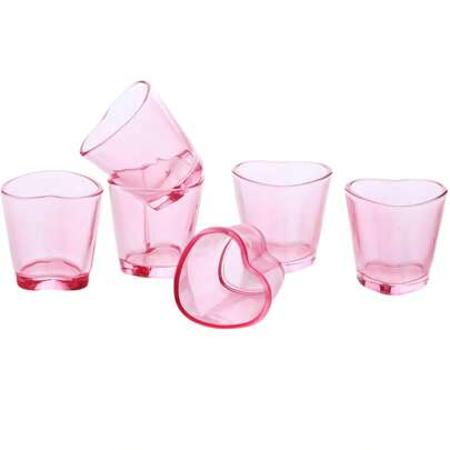 6/12Pcs Heart Shaped Shot Glasses Set 1.5 Oz Clear Cute Mini Shot Glasses Tequila Heart Cup For Tequila Vodka Party Valentine's Day Christmas Back To School