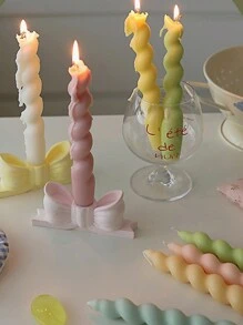1pc Spiral Long Stem Scented Candle Gift Set, Unique Twist Design Candle Stick - Multicolor - View 5
