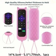 1pc Glow In The Dark Cute Cat's Ears Shaped Silicone Universal Remote Control Cover With Lanyard Suitable For TCL/Hisense/Sharp Roku TV Express 4K+ Remote - Protect Your Remote And Find It Easily In The Dark,Bag,Organizer,Storage - Multicolor - View 2