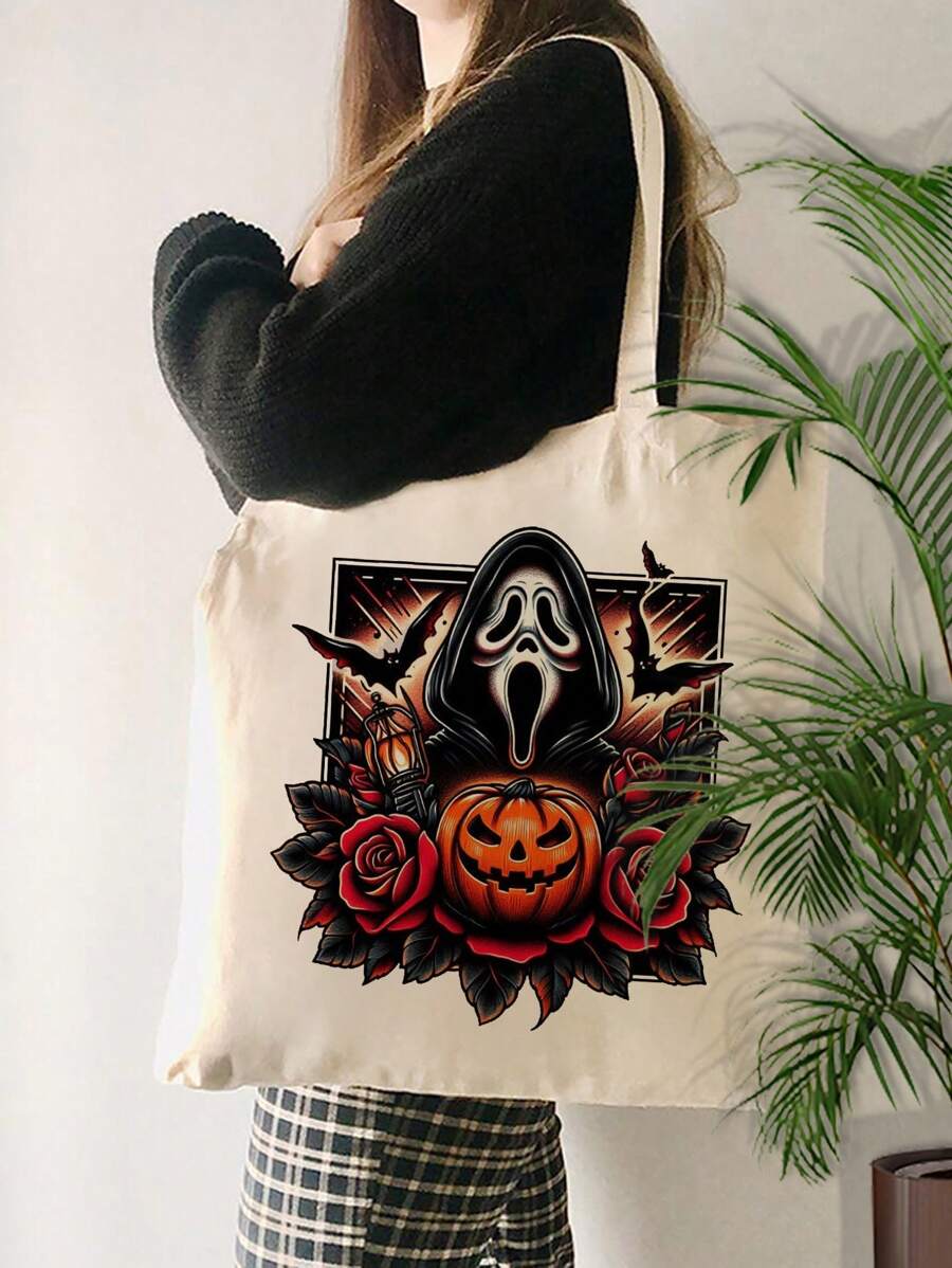 VOESETO 1 Túi Tote Họa Tiết Halloween Scream Túi Đeo Vai Du Lịch Hàng Ngày Túi Mua Sắm Có Thể Tái Sử Dụng Cho Nam, Quà Tặng Tốt Nhất Cho Cô Ấy, Túi Đeo Vai Gấp Gọn Thời Trang Túi Đi Biển Mùa Hè Quà Tặng Tiệc Halloween Túi Nam Học Sinh Đồ Dùng Học Tập Sức Chứa Lớn Túi Đại Học Giáo Viên Cao Đẳng Túi Mua Sắm Du Lịch Giáng Sinh Túi Lớn Quà Tặng Vui Nhộn Quà Tặng Lễ Tạ Ơn Cho Nam Túi Đeo Trước Ngực Cho Nam Túi Đeo Bên Hông Cho Nam Túi Satchel Túi Da Túi Đeo Hông