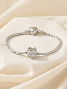 1 pièce Bracelet minimaliste et élégant en perles de cristal 3D en forme de cœur, DIY. Convient pour les femmes, les fêtes, les discothèques, les cadeaux, les bars, les voyages, le port quotidien décontracté.